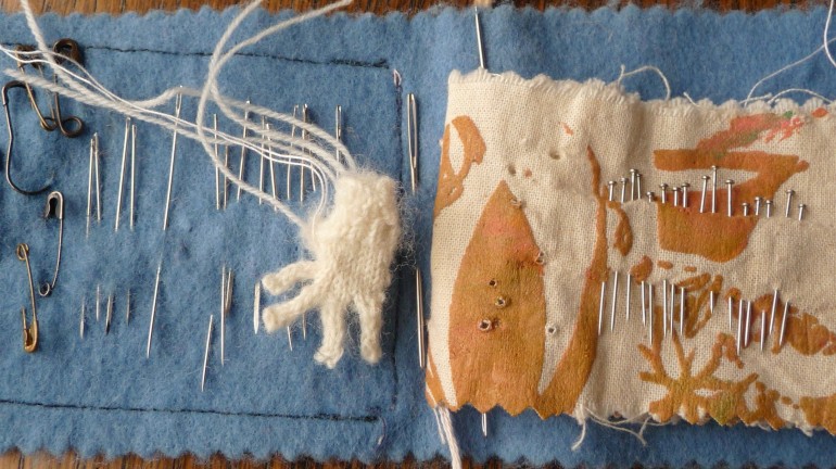 Prototype tiny glove, for installation, Frances Earnshaw, March 2014