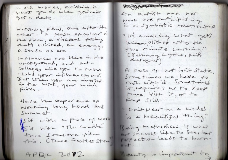 Frances Earnshaw, pages from a notebook.