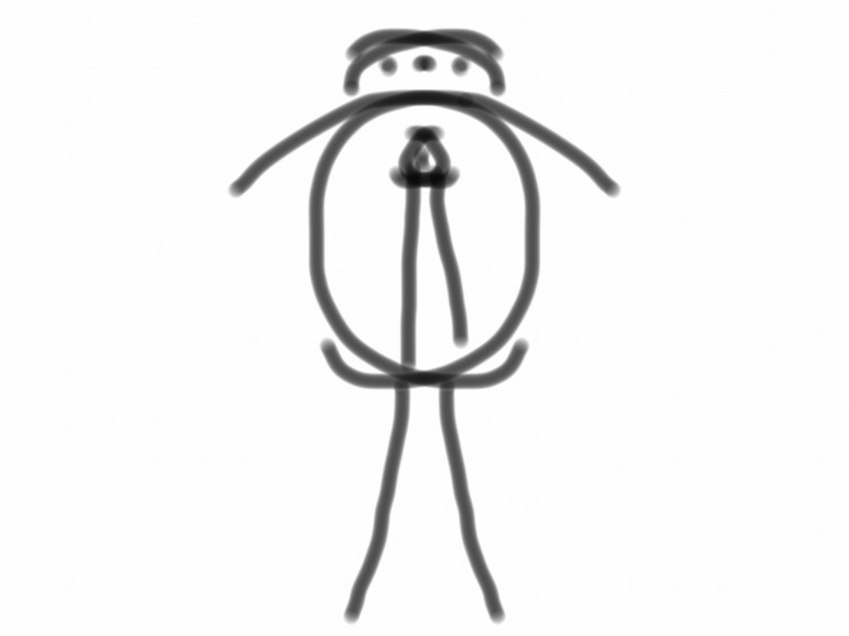 Syd in mums belly, ipad sketch, 26/08/2013, by Naoise aged 4, Seathwaite Campsite 